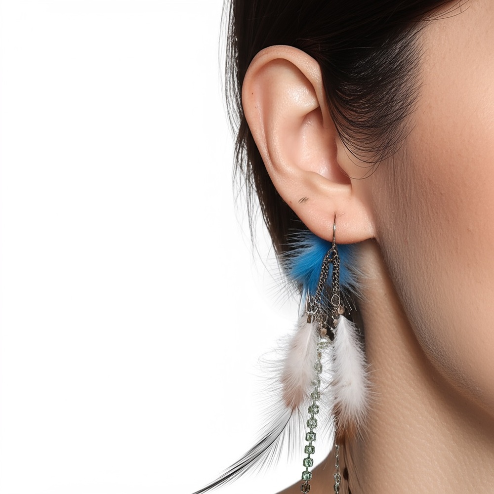 3/$15 Apt. 9 Long Feather Chain Drop Earrings